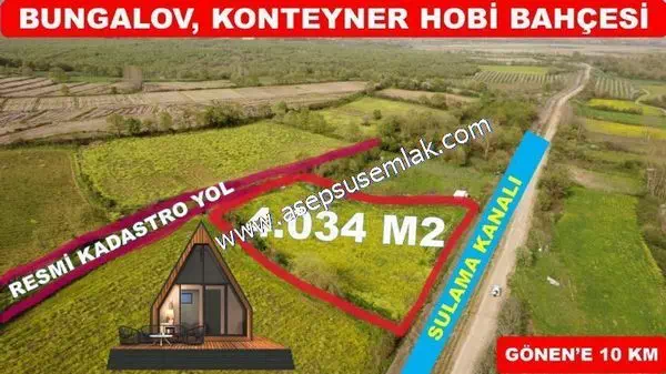 4.034 M2 Gönen Sulama Kanalına Ve Resmi Yola Cepheli Hobi Bahçesi