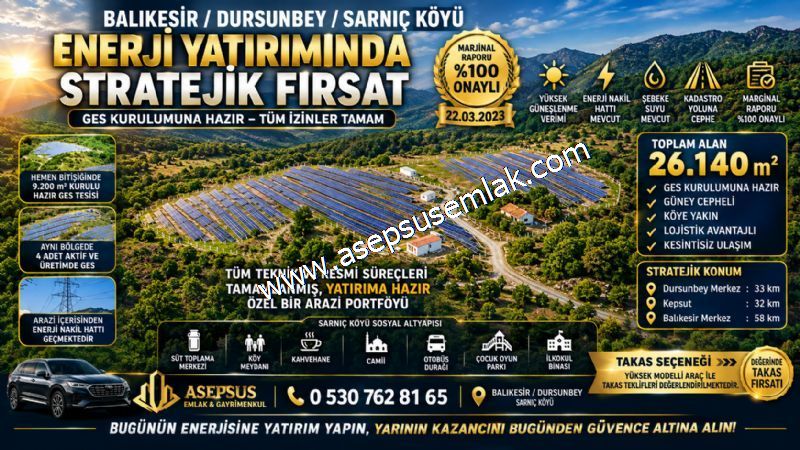 26.140 M2 GES (GÜNEŞ ENERJİ SİSTEMİ) (MARJİNAL RAPORLU)