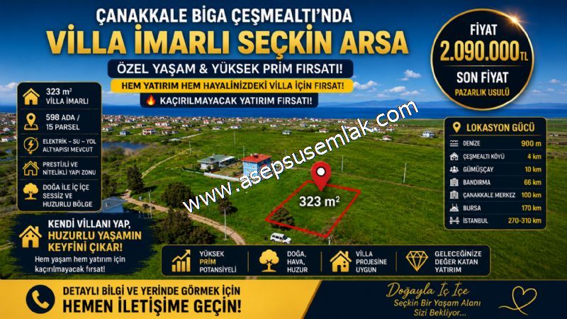 323 m2 SEÇKİN VİLLA İMARLI ARSA PRESTİJLİ YAŞAM ÇEŞMEALTINDA