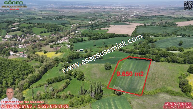 9.650 m2 Çiftlik, Bağ-Bahçe, Hobi Bahçe, Kadastro Yola Cepheli