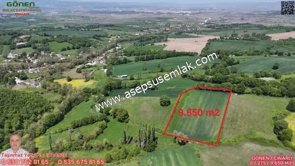 9.650 m2 Çiftlik, Bağ-Bahçe, Hobi Bahçe, Kadastro Yola Cepheli