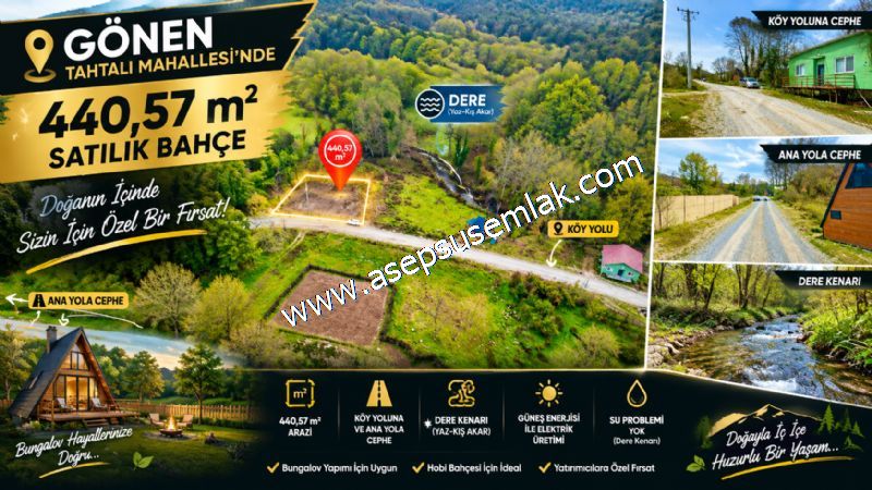440 M² BAHÇE TAHTALI’DA DERE KENARI, BUNGALOV & HOBİ BAHÇESİNE UYGUN YATIRIMLIK